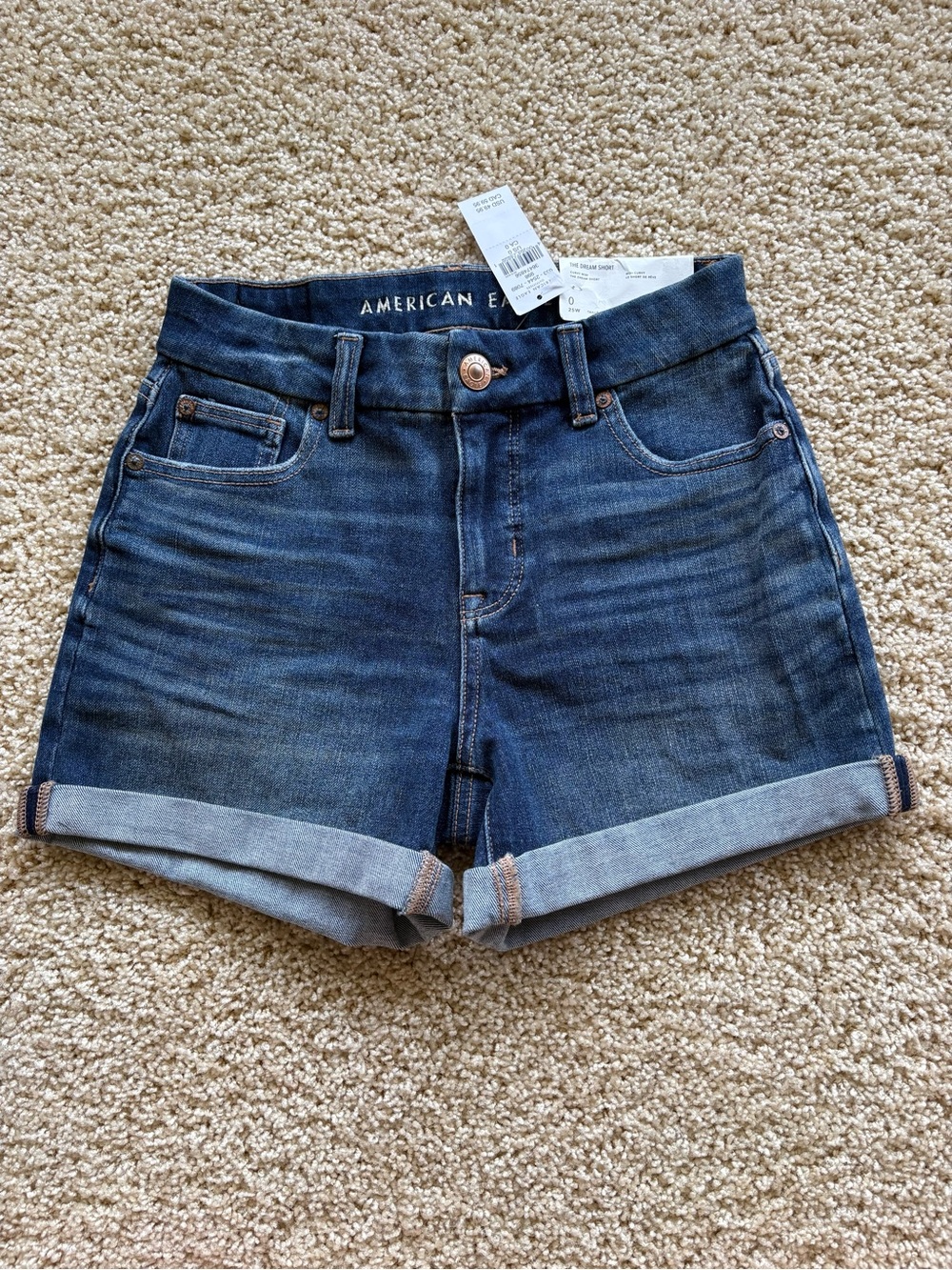 NWT American Eagle The Dream Short‎ Curvy Midi Low Rise Denim Shorts Size 0 25W